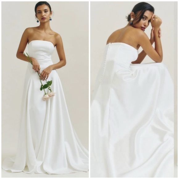 Reformation Dresses & Skirts - REFORMATION Elena Satin White Bridal Wedding Gown Maxi Dress SZ US 10